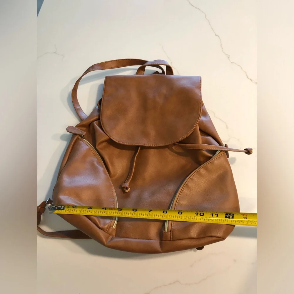 NWOT Brown Faux Leather Backpack OS_11